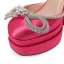 Inhabituel Bleu Ciel Cocktail Satin Sandales Femme 2022 Bride Cheville Faux Diamant Noeud 14 cm Talons Épais Pied Carré Sandales Talons Hauts