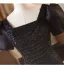 Scintillantes Noire Perlage Paillettes Robe De Soirée 2025 Trompette / Sirène Encolure Carrée Gonflée Manches Courtes Dos Nu Noeud Longue Robe De Ceremonie