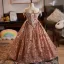 Charming Tan Beading Pearl Sequins Birthday Flower Girl Dresses 2025 Ball Gown Scoop Neck Sleeveless Floor-Length / Long