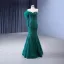 High-end Dark Green Handmade  Beading Evening Dresses 2023 Trumpet / Mermaid Strapless Sleeveless Backless Sweep Train Evening Party Formal Dresses