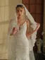 Elegant Vintage Hvit Blonder Blomst Brudeslør 2025 Tyll