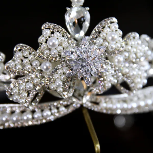 Baroque Bling Bling Alliage Perle Faux Diamant Argenté Accessoire Cheveux Mariage 2023 Mariage