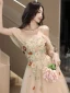 Charming Blushing Pink Sequins Lace Flower Prom Dresses 2023 A-Line / Princess Off-The-Shoulder Sleeveless Backless Floor-Length / Long Prom Formal Dresses