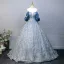 Chic / Belle Bleu Ciel Perlage Paillettes Robe De Bal 2025 Robe Boule Volants De l'épaule Manches Courtes Dos Nu Longue Promo Robe De Ceremonie