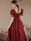 Chic / Beautiful Burgundy Prom Dresses 2023 A-Line / Princess Square Neckline Puffy Short Sleeve Backless Floor-Length / Long Prom Formal Dresses