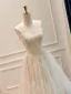 High-end Champagne Handmade  Lace Flower Wedding Dresses 2026 A-Line / Princess Spaghetti Straps Sleeveless Backless Bow Floor-Length / Long Wedding