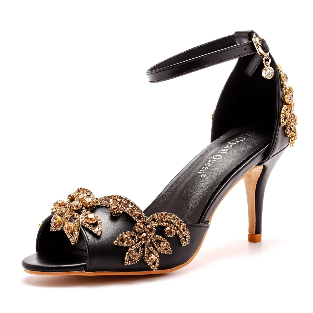 15cm High Heels Damenmode Sandalen Stiletto Ankle Strap Party Schuhe-Black|44