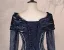 Vintage / Originale Bleu Marine Perlage Paillettes Robe De Bal 2025 Robe Boule De l'épaule 1/2 Manches Dos Nu Longue Robe De Ceremonie
