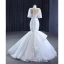 Luxury / Gorgeous White Handmade  Beading Pearl Cascading Ruffles Wedding Dresses 2023 Trumpet / Mermaid Scoop Neck Short Sleeve Floor-Length / Long Wedding