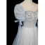 Chic / Belle Bleu Ciel Perlage Faux Diamant Paillettes Robe De Bal 2023 Princesse Encolure Carrée Manches Courtes Dos Nu Longue Robe De Ceremonie