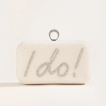 Chic Beautiful Ivory Pearl Letter Graphic Wedding Clutch Bags 2023