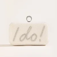 Schöne Ivory / Creme Perle Buchstabengrafik Hochzeit Clutch Tasche 2023
