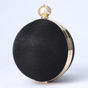 Amazing Unique Black Round Pearl Clutch Bags 2023 Evening Party