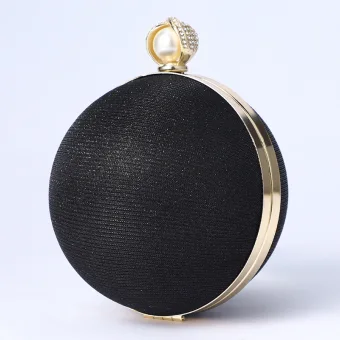 Amazing Unique Black Round Pearl Clutch Bags 2023 Evening Party