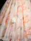 Chic / Beautiful Champagne Appliques Prom Dresses Ball Gown 2025 Square Neckline Short Sleeve Backless Floor-Length / Long Formal Dresses