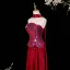 Vintage / Retro Burgundy Prom Dresses 2026 A-Line / Princess Strapless Sleeveless Backless Floor-Length / Long Formal Dresses