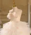 Lovely White Cascading Ruffles Appliques Birthday Flower Girl Dresses 2025 Ball Gown Scoop Neck Sleeveless Backless Floor-Length / Long