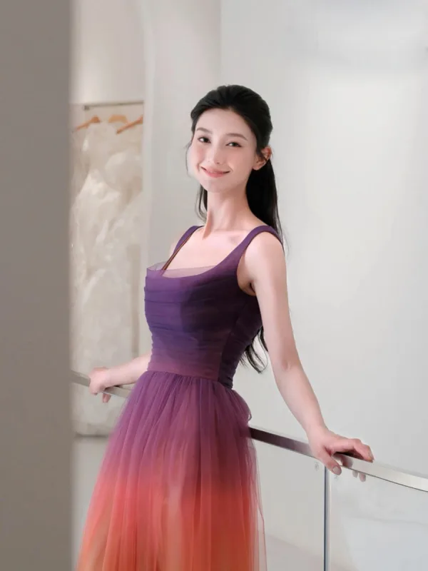 Simple Multi-Couleurs Fendue devant Robe De Bal 2024 Princesse Encolure Carrée Sans Manches Dos Nu Longue Promo Robe De Ceremonie