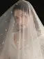 Charming White Handmade  Pearl Lace Flower Wedding Veils 2025