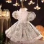 Vintage / Retro Multi-Colors Embroidered Short Flower Girl Dresses 2022 Ball Gown Ruffle High Neck Rhinestone Puffy Short Sleeve Prom Flower Girl Dresses