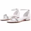 Sexig Vita Rhinestone Platt Brudskor 2023 Ankelband Peep Toe Bröllop Sandaler