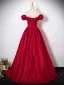 Chic / Beautiful Red Glitter Prom Dresses 2025 A-Line / Princess Off-The-Shoulder Short Sleeve Backless Floor-Length / Long Formal Dresses