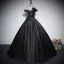Élégant Noire Satin Robe De Bal 2023 Robe Boule De l'épaule Noeud Sans Manches Dos Nu Longue Promo Robe De Ceremonie