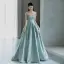 Élégant Bleu Ciel Robe De Bal 2024 Princesse Bretelles Spaghetti Perle Sans Manches Dos Nu Train De Balayage Promo Robe De Ceremonie