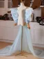 Mode Bleu Ciel Fait main Gland Promo châle 2025 Tulle