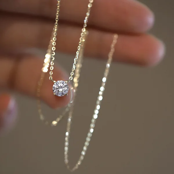 Simple Doré Argent sterling Zircon Colliers Accessorize 2023