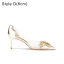 Sexy Gold Abend Strass Schmetterling Pumps Hochhackige 2022 8 cm Stilettos Spitzschuh Pumps