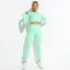 Einfarbig Himmelblau Fest Yoga & Sport Set Rundhalsausschnitt Lange Ärmel Figurbetontes Leggings 2021