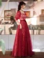 Chic / Belle Bordeaux Robe De Bal 2022 Princesse Encolure Carrée Paillettes Manches Courtes Dos Nu Noeud Ceinture Longue Robe De Ceremonie