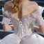 Vintage / Retro Charming Ivory Beading Sequins Wedding Dresses 2022 Ball Gown Off-The-Shoulder Short Sleeve Backless Royal Train Wedding