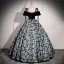 Chic / Beautiful Black Floral Prom Dresses 2023 Ball Gown Spaghetti Straps Rhinestone Short Sleeve Backless Floor-Length / Long Prom Formal Dresses