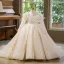 Élégant Ivoire Perle Paillettes Gland Anniversaire Robe Ceremonie Fille 2025 Robe Boule Encolure Carrée Manches Longues Dos Nu Train De Balayage