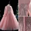 Chic / Beautiful Candy Pink Evening Party Flower Girl Dresses 2022 Ball Gown Scoop Neck Beading Pearl Lace Flower Sequins Long Sleeve Floor-Length / Long Flower Girl Dresses