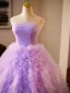 Chic / Beautiful Lavender Cascading Ruffles Prom Dresses 2024 Ball Gown Strapless Sleeveless Backless Floor-Length / Long Prom Formal Dresses