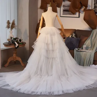 Chic Beautiful White Cascading Ruffles Prom Shawl 2025