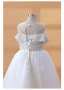 Chic / Beautiful White Beading Pearl Short Birthday Flower Girl Dresses 2024 Scoop Neck Backless Sleeveless
