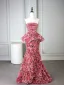 Fancy Blushing Pink Multi-Colors Floral Prom Dresses 2025 Trumpet / Mermaid Strapless Sleeveless Backless Floor-Length / Long Formal Dresses