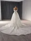 Luxury / Gorgeous White Handmade  Beading Sequins Pearl Flower Chapel Train Wedding Dresses 2024 Trumpet / Mermaid Strapless Sleeveless Backless Wedding