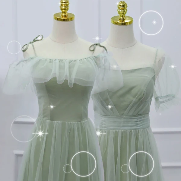 Modest / Simple Sage Green Bridesmaid Dresses 2023 A-Line / Princess Short Sleeve Backless Floor-Length / Long Bridesmaid Dresses