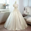 Elegant Champagne Prom Dresses 2022 Ball Gown Off-The-Shoulder Beading Sequins Sleeveless Backless Floor-Length / Long Prom Formal Dresses