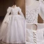 Chic / Beautiful White Beading Pearl Sequins Birthday Flower Girl Dresses 2023 Ball Gown Scoop Neck Long Sleeve Floor-Length / Long Flower Girl Dresses