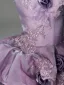 High-end Charming Purple Appliques Lace Flower Pearl Cascading Ruffles Prom Dresses 2025 Ball Gown Strapless Sleeveless Backless Sweep Train