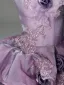 Luxury / Gorgeous Fashion Purple Pearl Lace Flower Appliques Ruffle Prom Dresses 2026 Ball Gown Strapless Sleeveless Backless Sweep Train