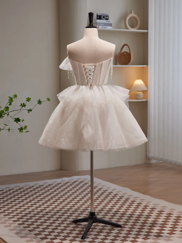 Sexy Ivoire Paillettes Perlage Perle Robe De Fête 2023 Bustier Noeud Sans Manches Dos Nu Longue Cocktail Soirée Robe De Ceremonie