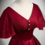 Elegant Burgundy Satin Prom Dresses 2023 A-Line / Princess V-Neck Short Sleeve Backless Floor-Length / Long Prom Formal Dresses