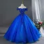 Vintage Königliches Blau Perlenstickerei Applikationen Ballkleider 2026 Ballkleid Off Shoulder Kurze Ärmel Rückenfreies Lange Festliche Kleider